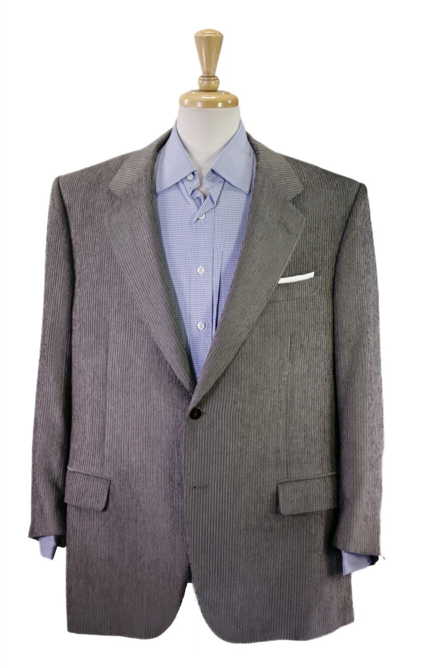 Ravazzolo Brioni Gray Knit Corduroy 100% Silk 2-Btn Sportcoat Blazer 46R